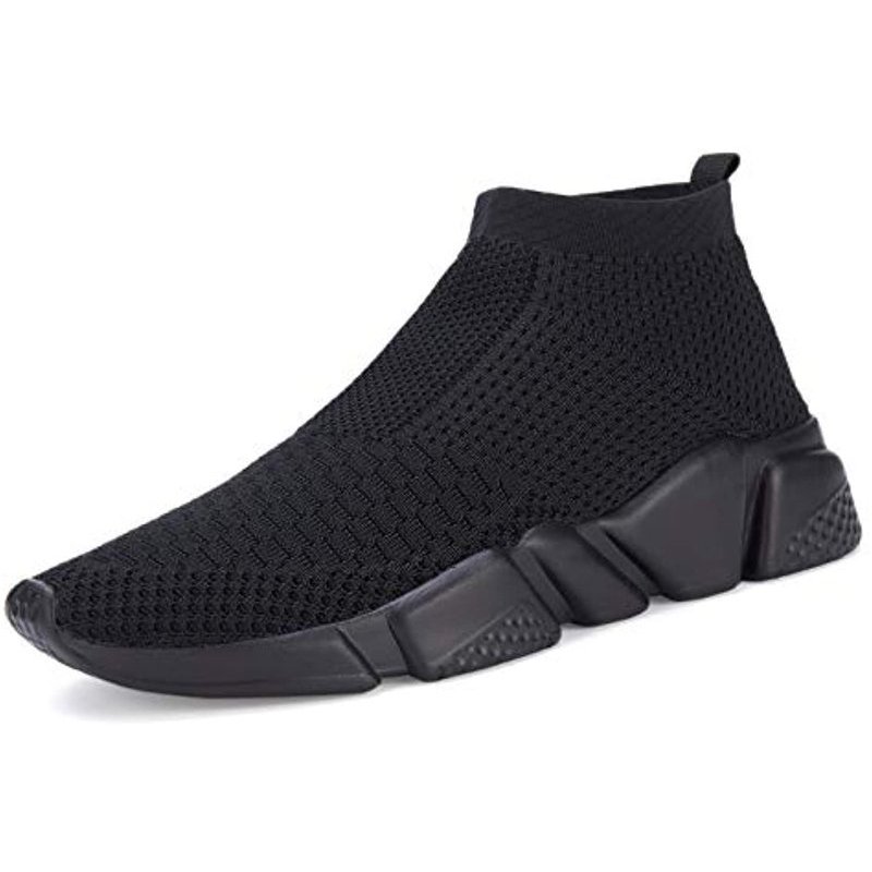 Womens Walking Shoes Mens Slip-on Sneakers Breathable Lightweight Athletic Running Shoes All Black