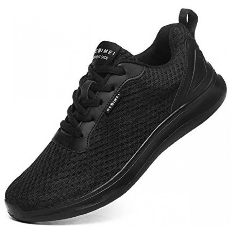 Men's Breathable Mesh Tennis Shoes Comfortable Gym Sneakers Lightweight Athletic Running Shoes All Black(upgrade