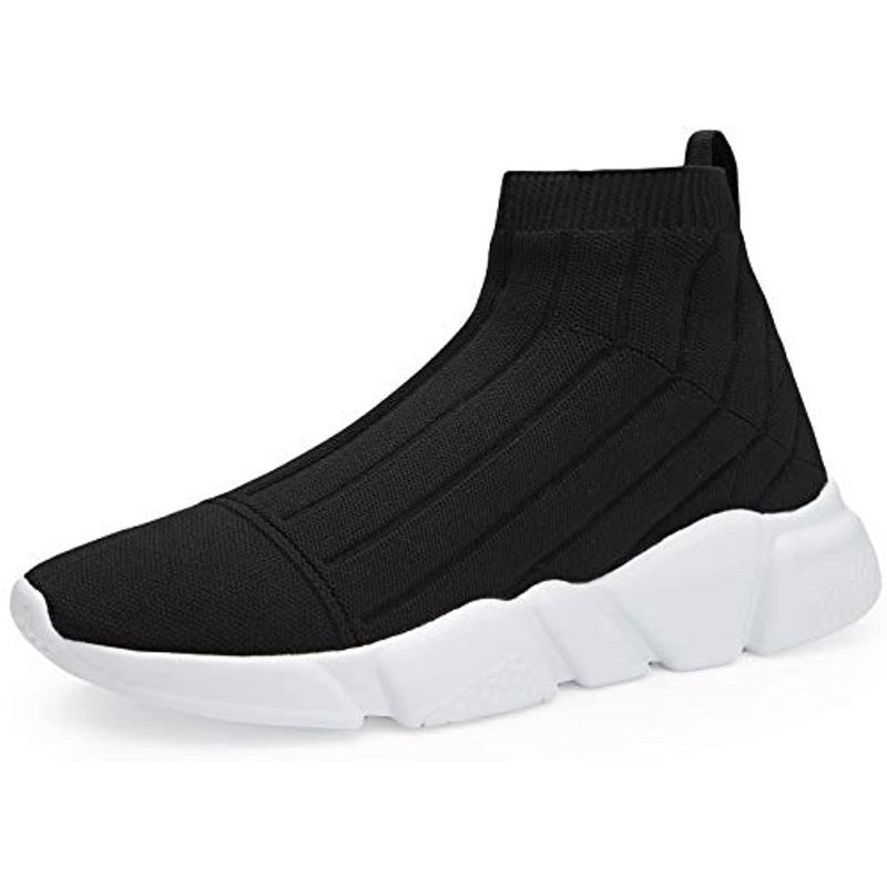 Womens Walking Shoes Mens Slip-on Sneakers Breathable Lightweight Athletic Running Shoes High Top Black 4